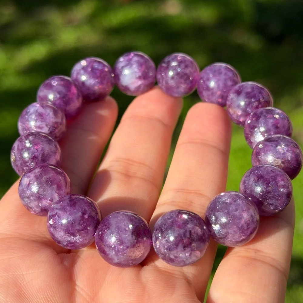 13mm stretchable high quality purple mica‎ bracelet 0765